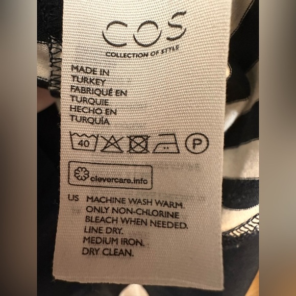 COS NAVY BLUE & WHITE STRIPE JERSEY ROUND NECK RELAXED FIT A-LINE DRESS SIZE XS - Picture 5 of 6